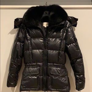 SAM. Black Puffer Jacket with Fur